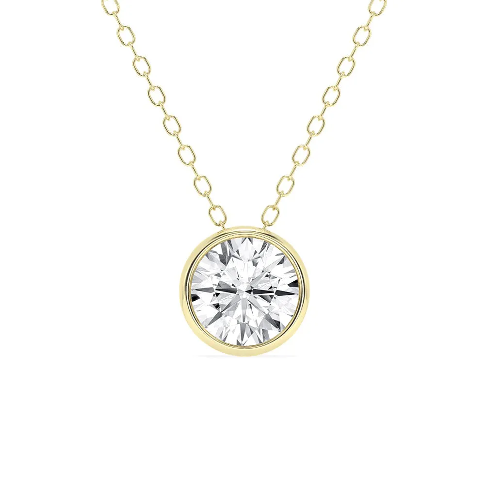 1 CT. Round Cut Moissanite Bezel-Set Pendant Necklace