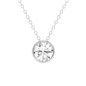 1 CT. Round Cut Moissanite Bezel-Set Pendant Necklace