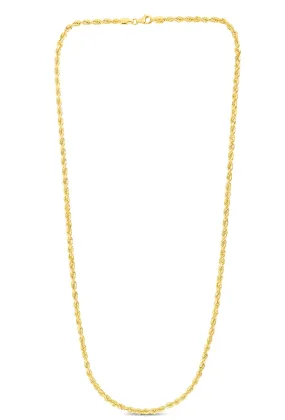 10K Gold 3.5mm Solid Diamond Cut Royal Rope Chain