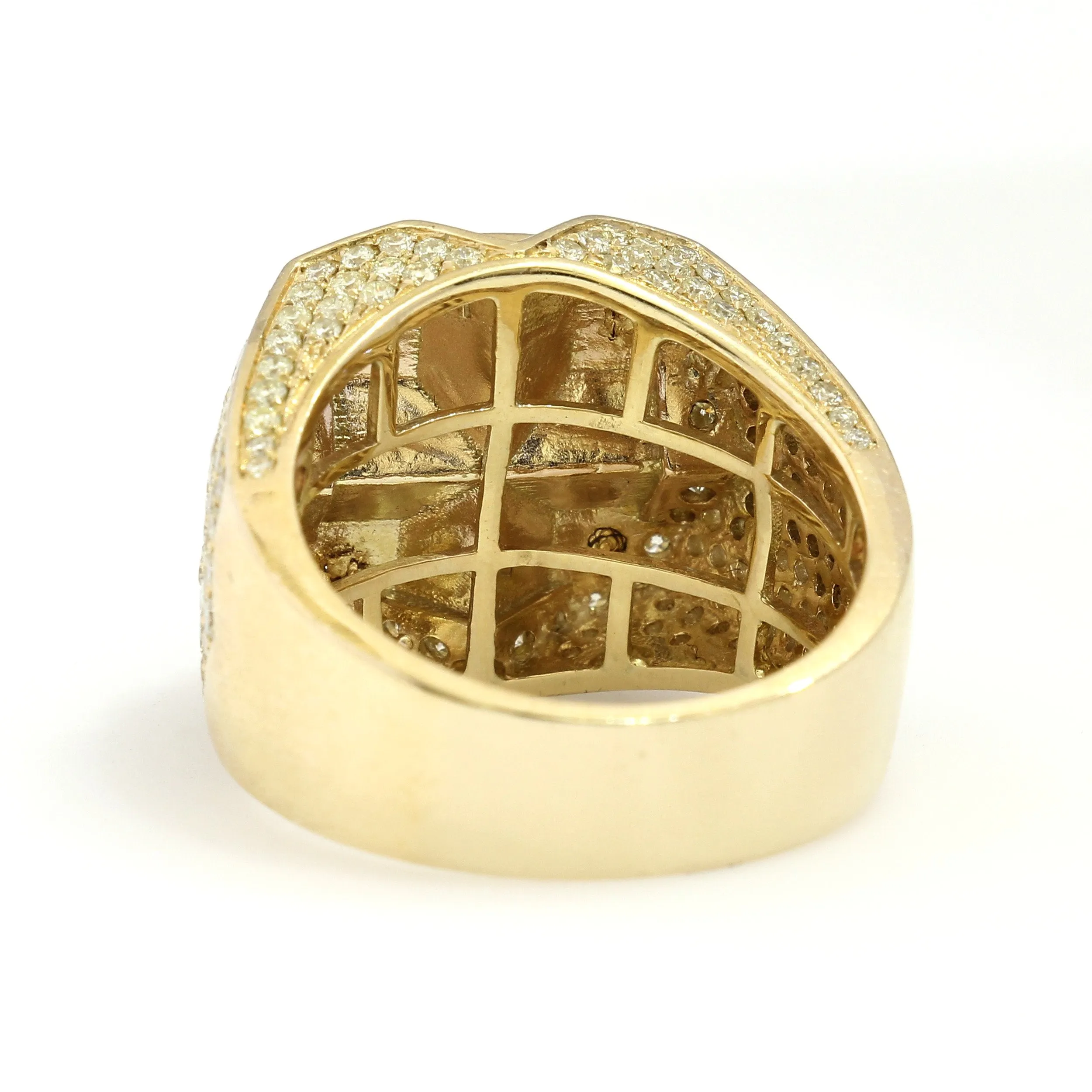 10K Yellow Gold Square Pave Ring 3.4 Ctw