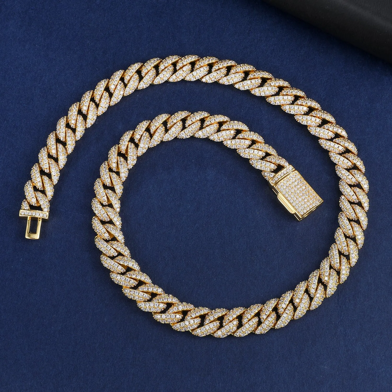 10mm Iced Cuban Link Chain in Yellow Gold