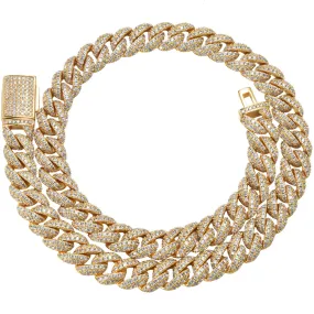 10mm Iced Cuban Link Chain in Yellow Gold