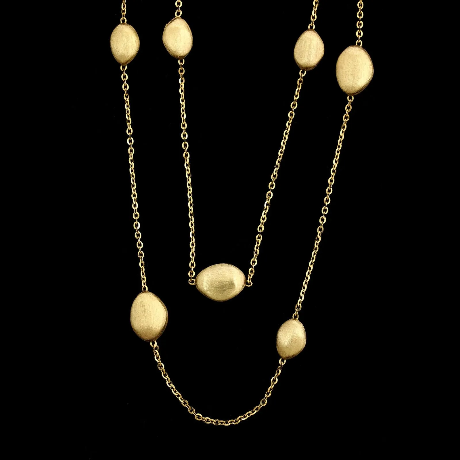 14K Yellow Gold Estate Textured Bead Necklace