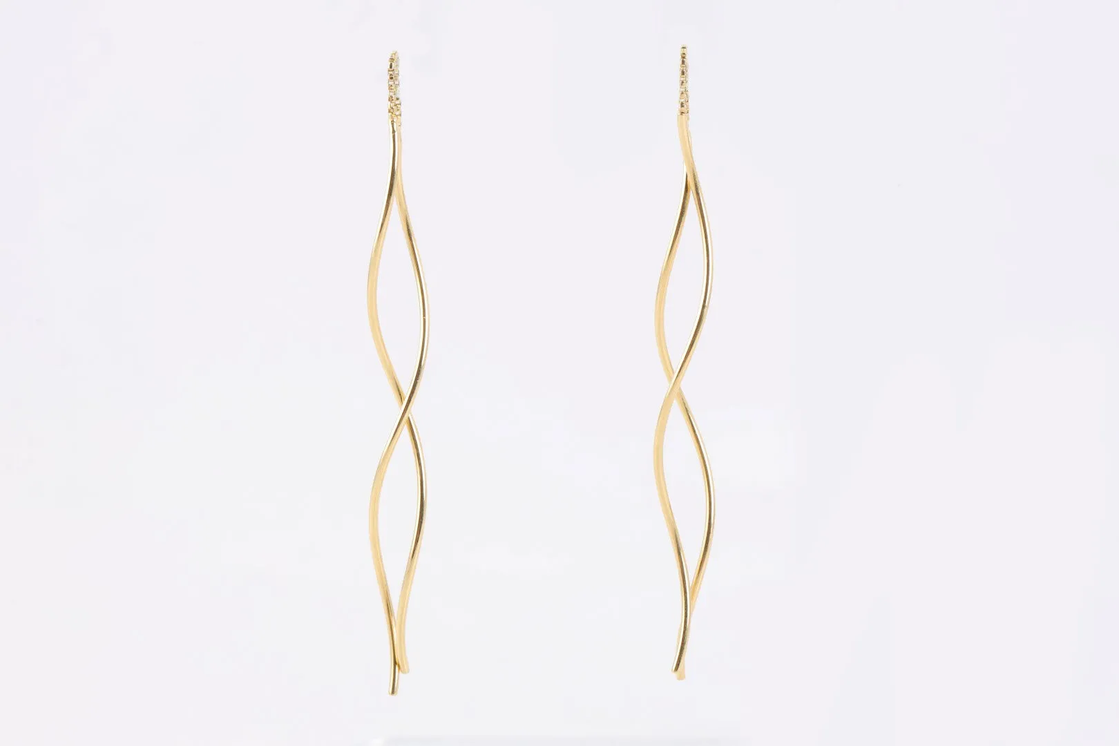 18k Yellow Gold Twisted Dangle Thread Earrings (2.58g.)