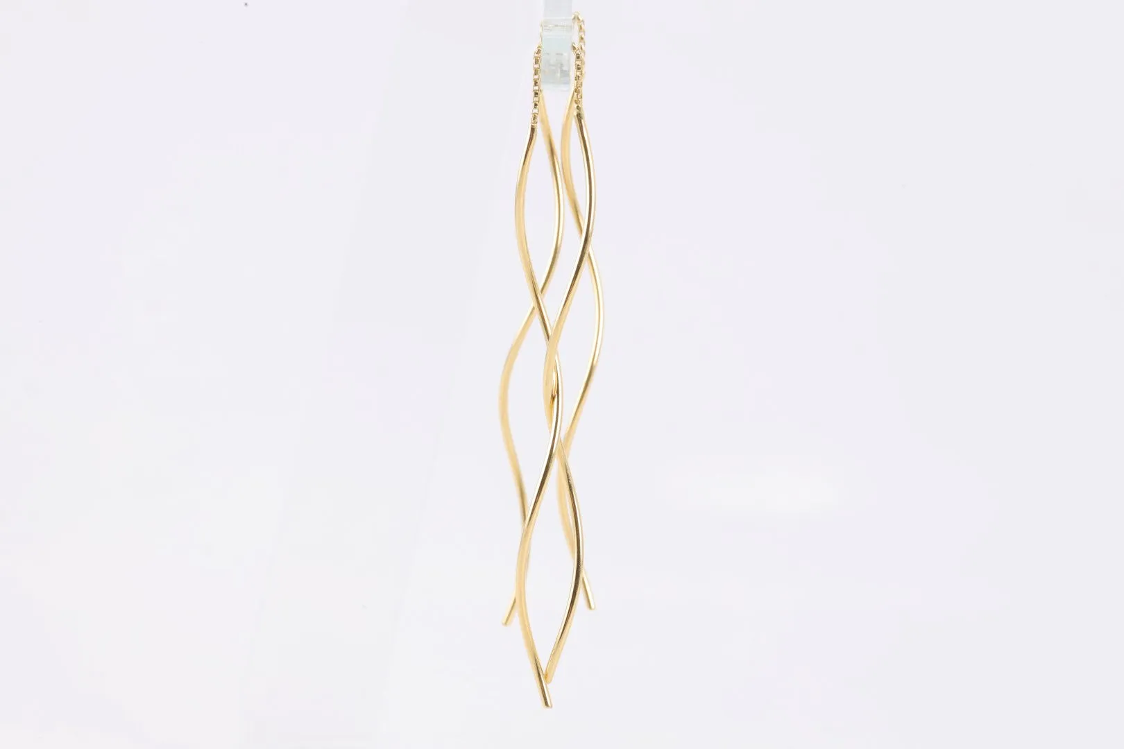 18k Yellow Gold Twisted Dangle Thread Earrings (2.58g.)