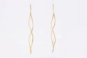 18k Yellow Gold Twisted Dangle Thread Earrings (2.58g.)