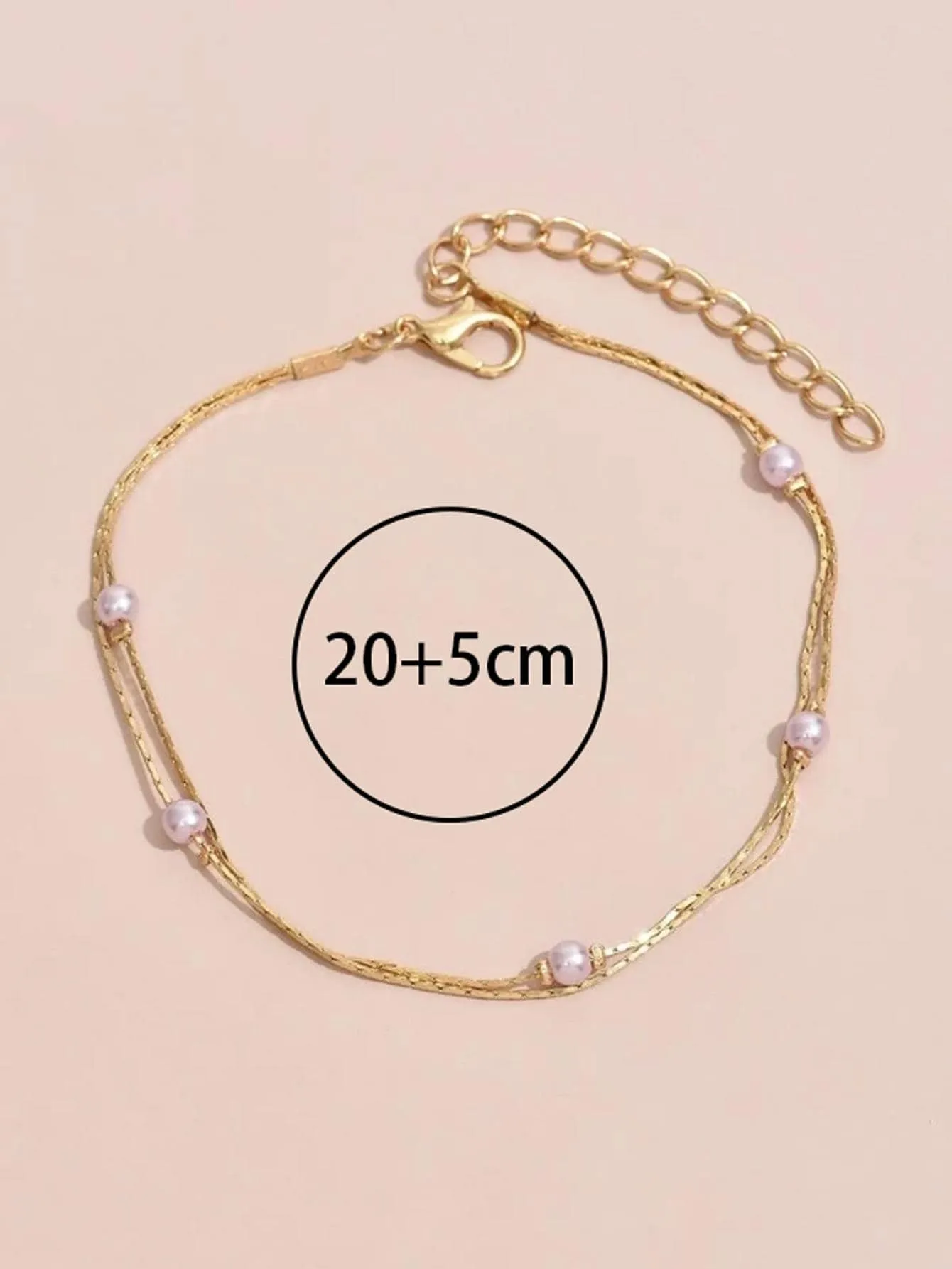 1pc Fashion Zinc Alloy Faux Pearl Decor Anklet For Women For Summer Beach Holiday Decoration