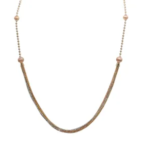 22K Multi Tone Gold Chain W/ Beaded Strand & Double Bead Draped Accent