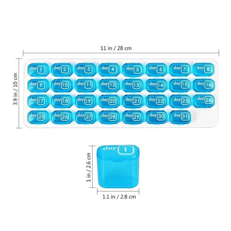 31-Compartment Portable Pill Organizer with Keyboard Design