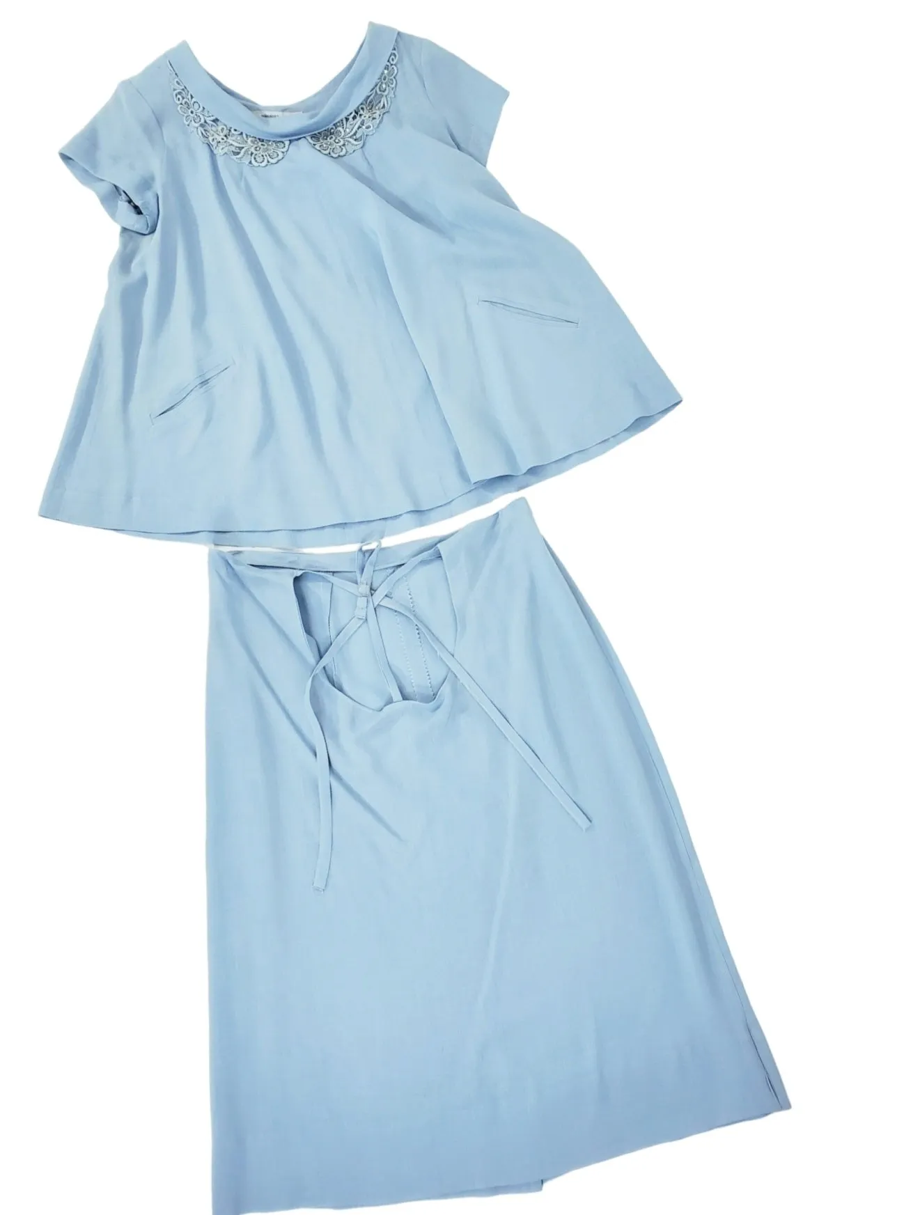 50s Maternity Set - Light Blue Top and Skirt - sm, med