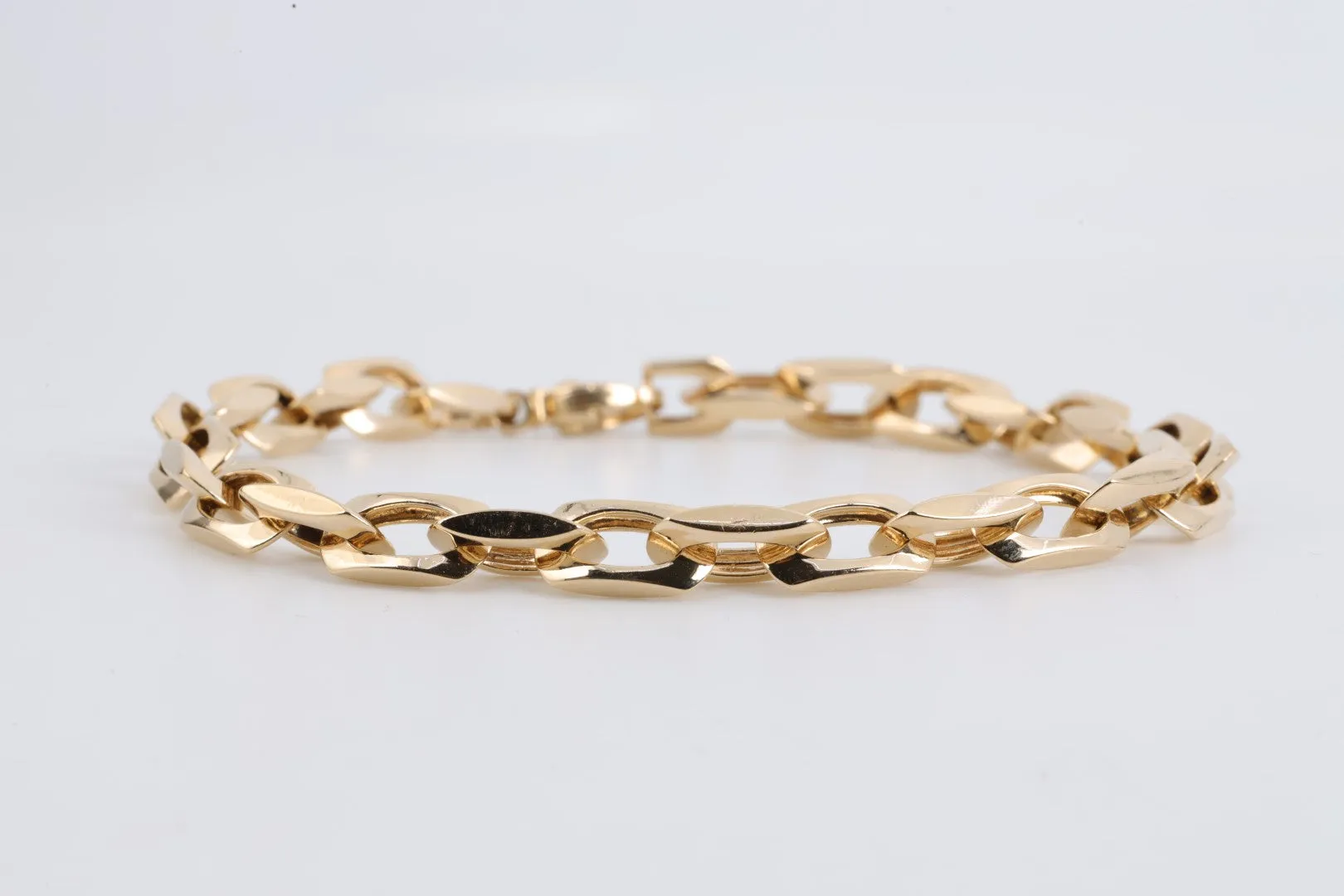 9" 14k Yellow Gold Rectangle Link Bracelet (24.86g.)