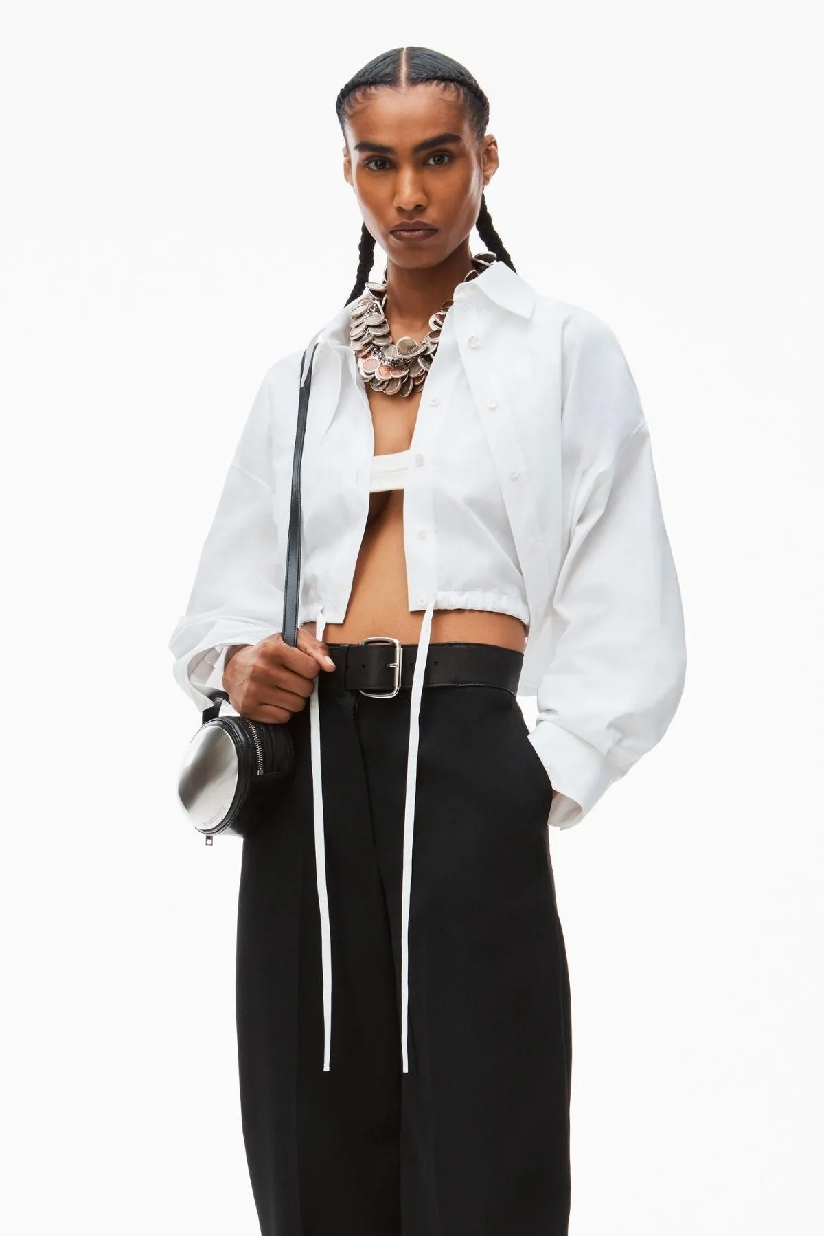 alexanderwang.t Double Layered Cropped Shirt - White