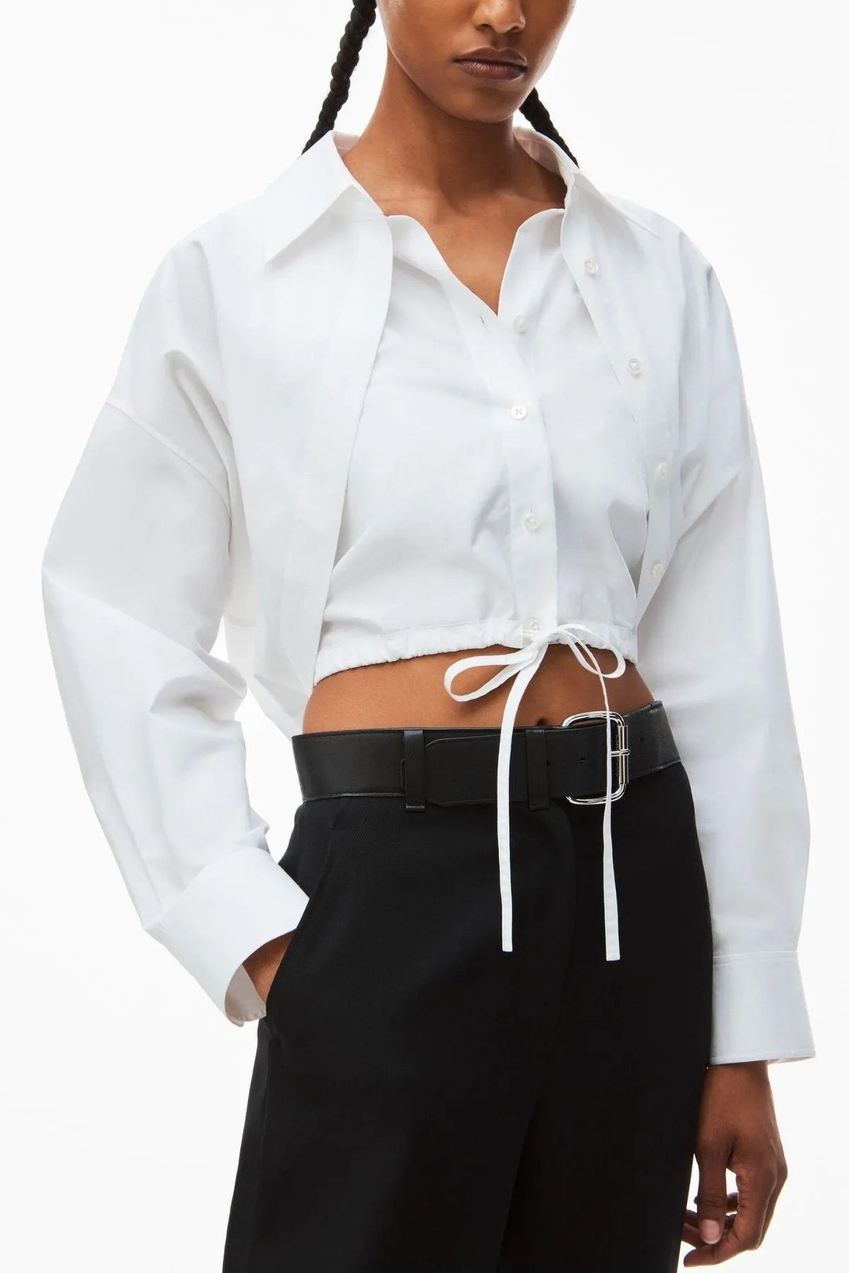 alexanderwang.t Double Layered Cropped Shirt - White