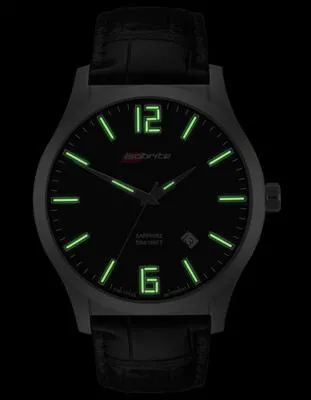 ArmourLite Isobrite Grand Slimline Series - Black Dial - Date - Leather Strap