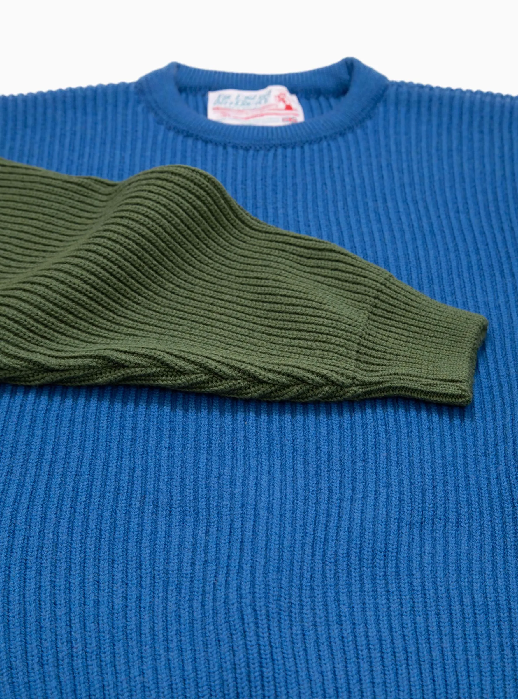 Beacon Merino Wool Crew Sweater Royal Blue & Olive