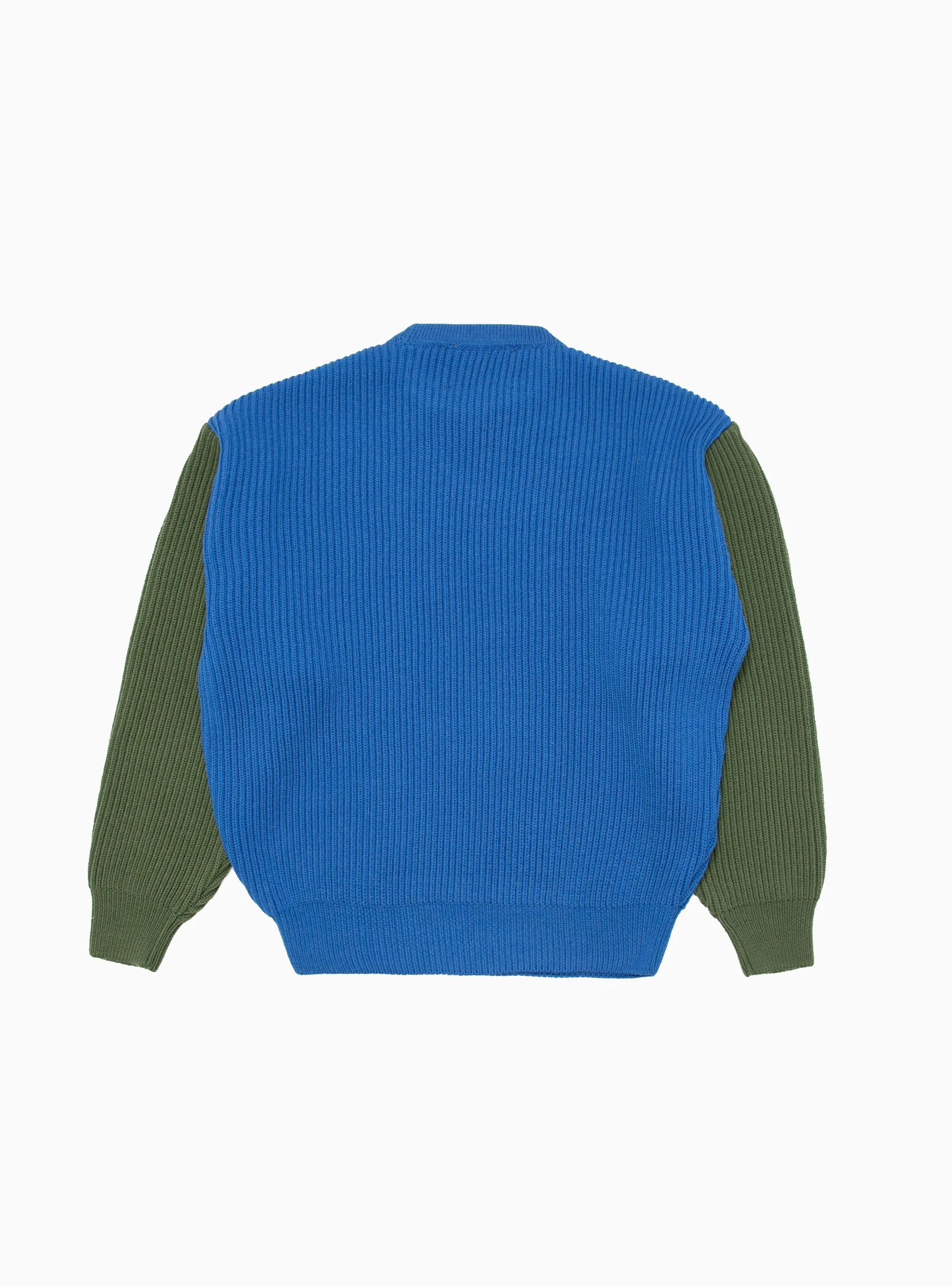 Beacon Merino Wool Crew Sweater Royal Blue & Olive