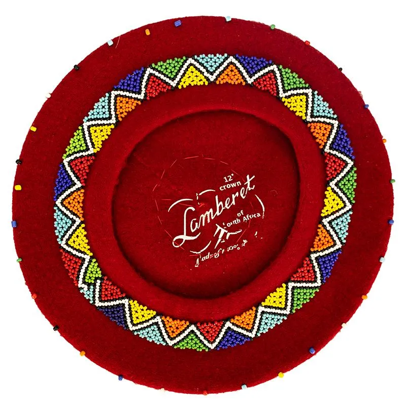 Beaded Beret Red