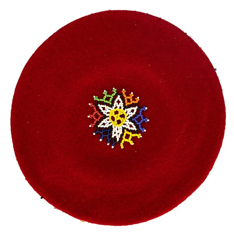 Beaded Beret Red