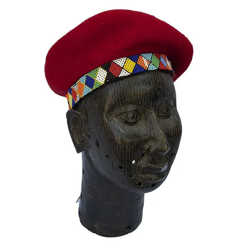 Beaded Beret Red