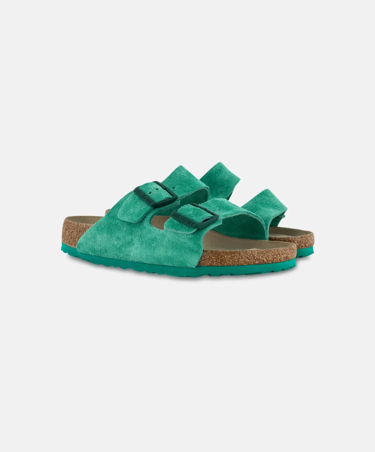 Birkenstock Arizona Suede Leather Bold Green Soft Footbed Sandals