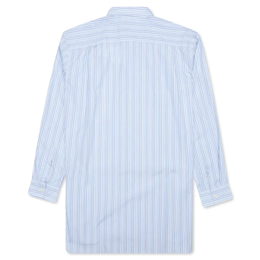 Black Emblem Stripe Button Down - Light Blue