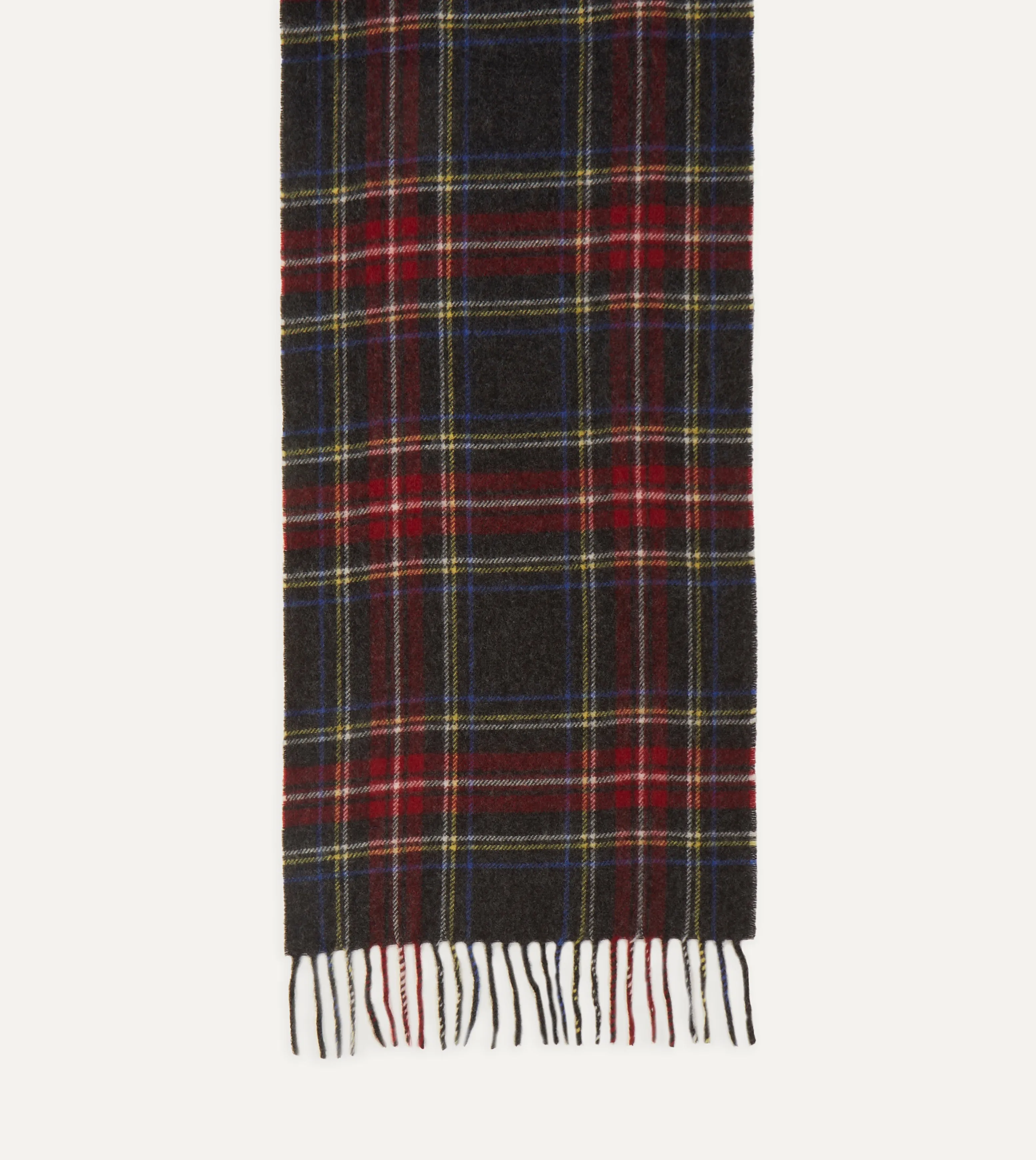 Black Stewart Tartan Lambswool Washed Check Scarf