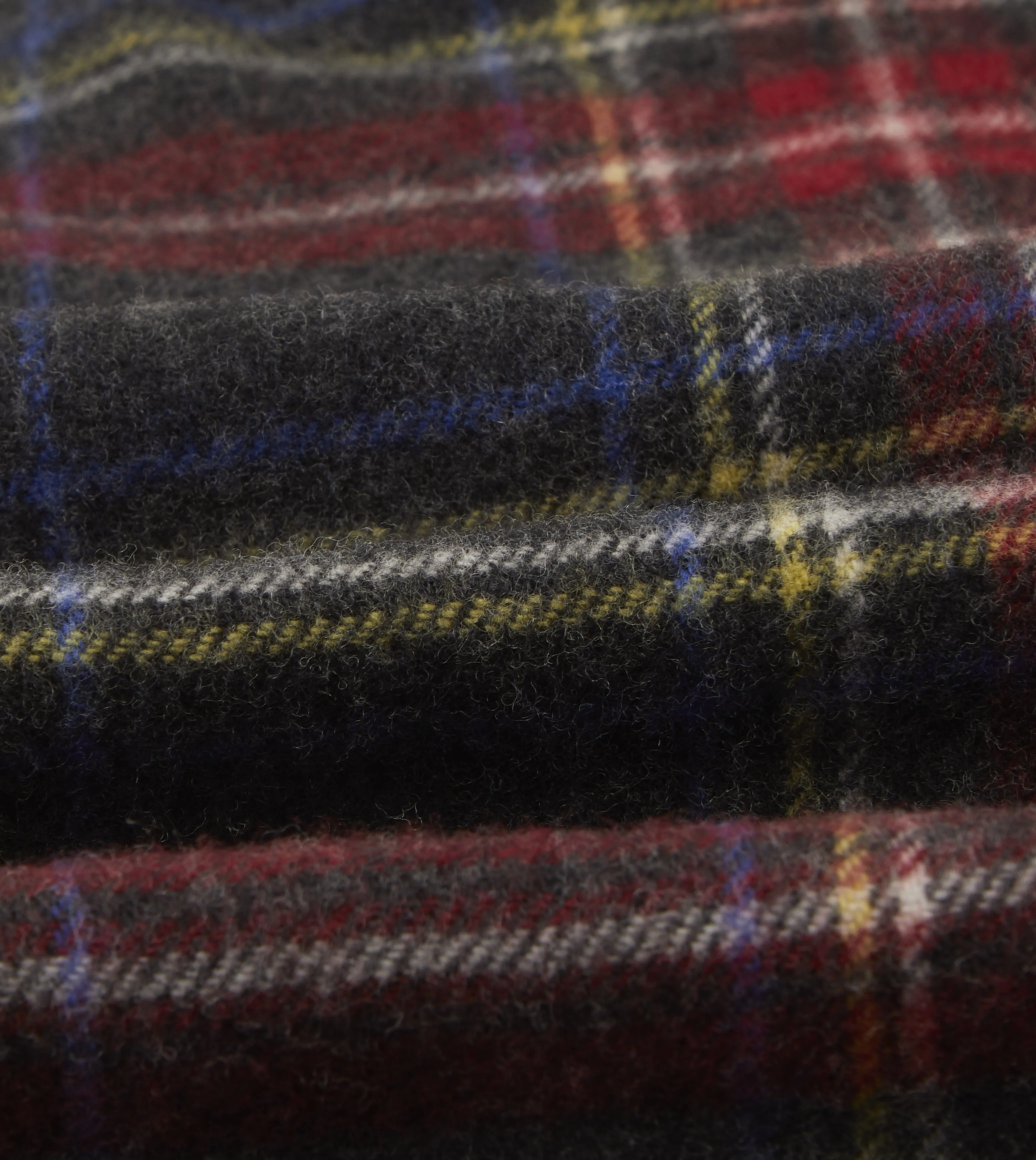 Black Stewart Tartan Lambswool Washed Check Scarf