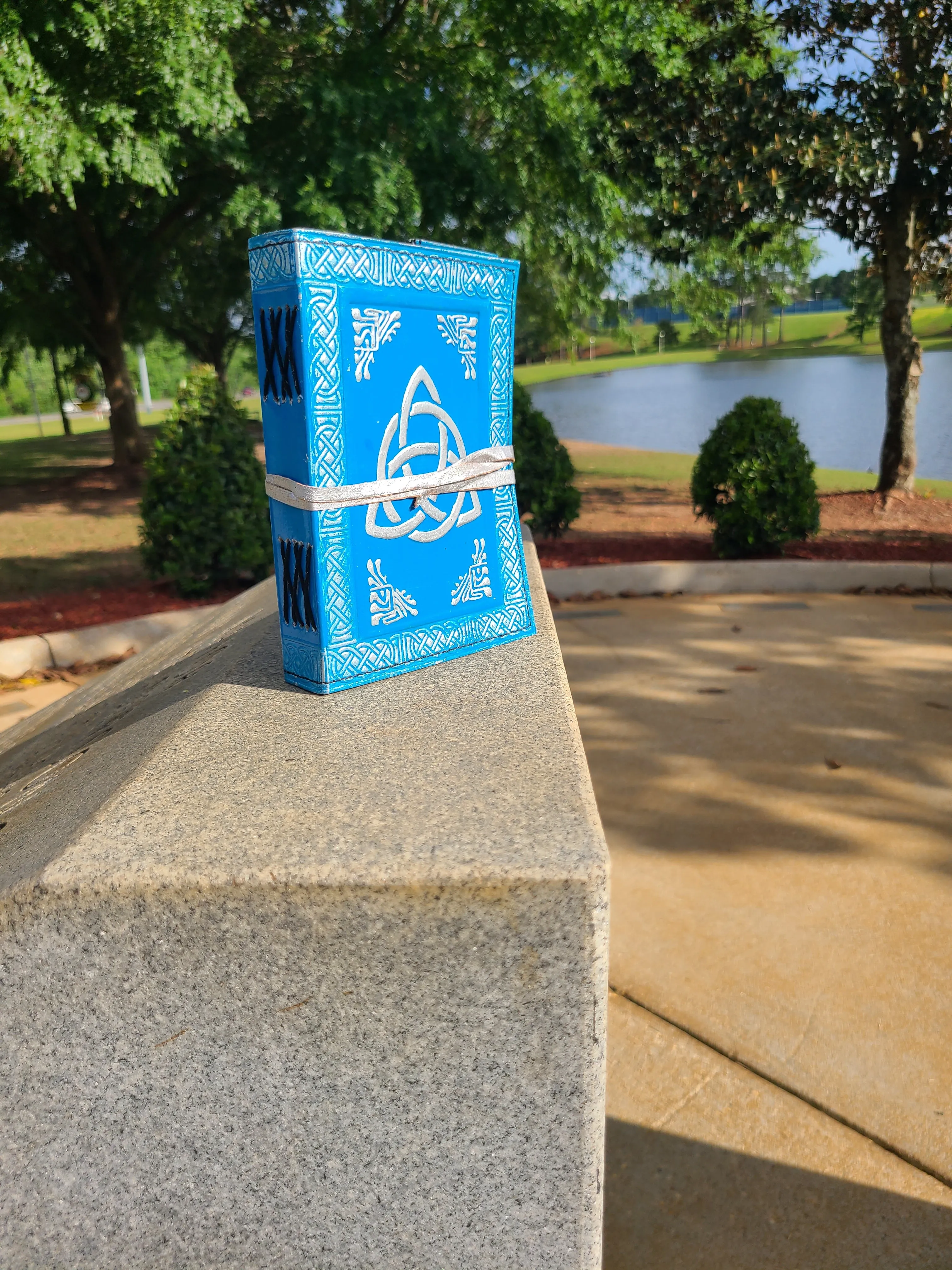 Blue Celtic Triquetra Knot Leather Journal