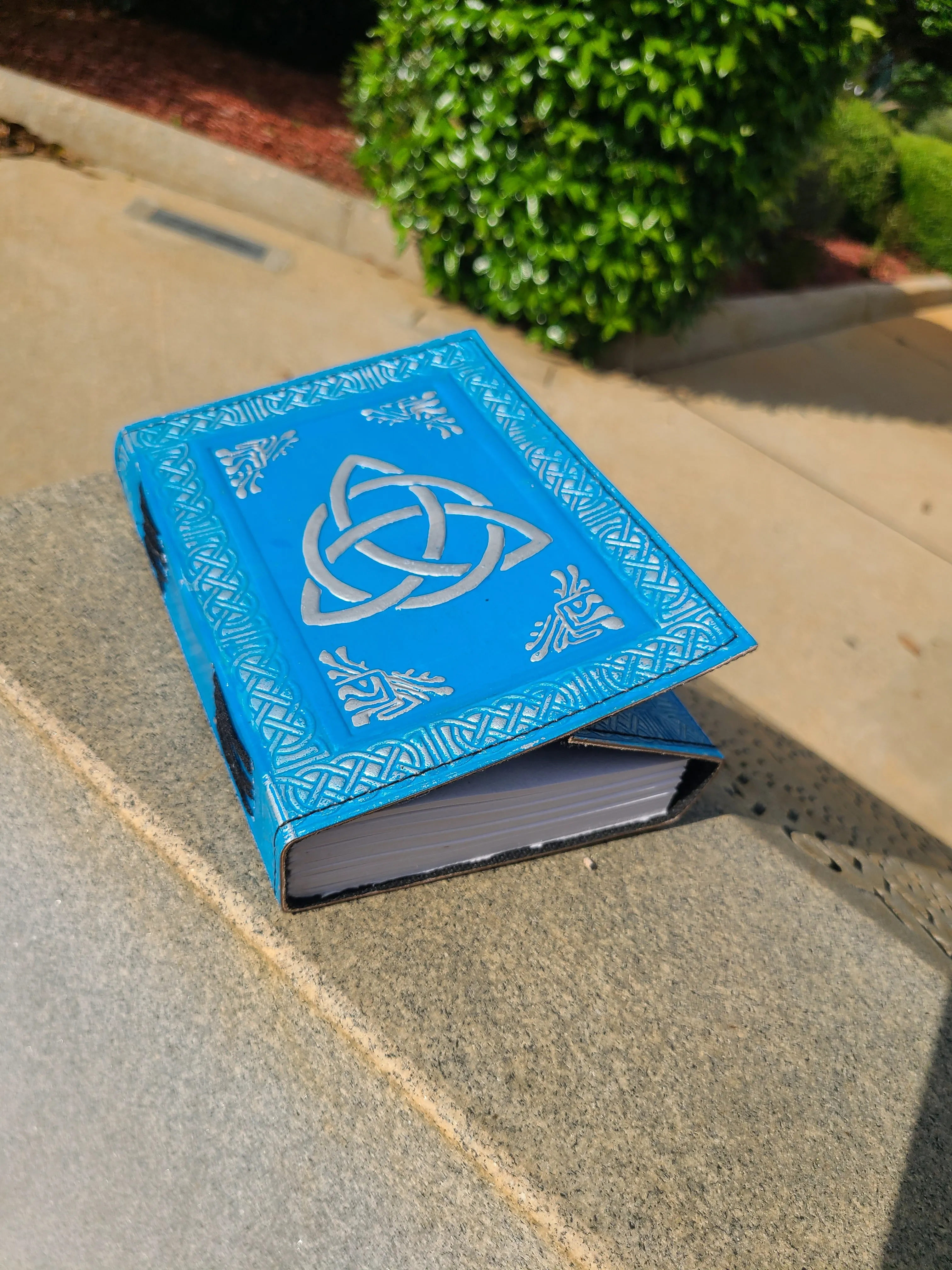 Blue Celtic Triquetra Knot Leather Journal