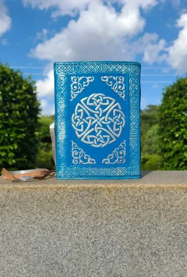 Blue Celtic Triquetra Knot Leather Journal