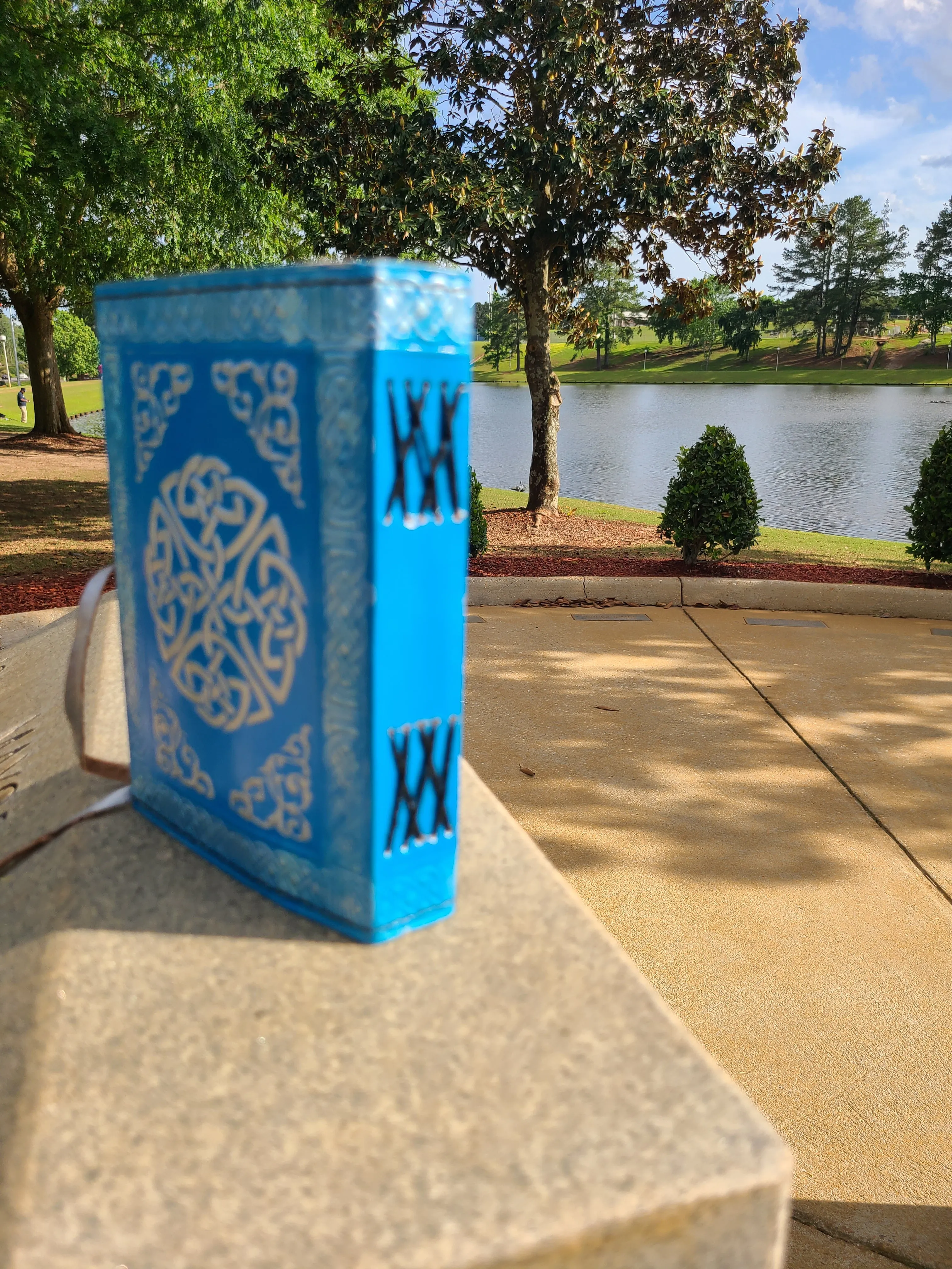 Blue Celtic Triquetra Knot Leather Journal