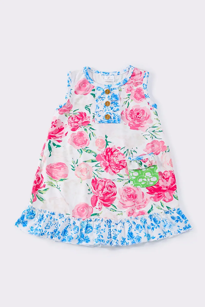 Blue floral ruffle dress