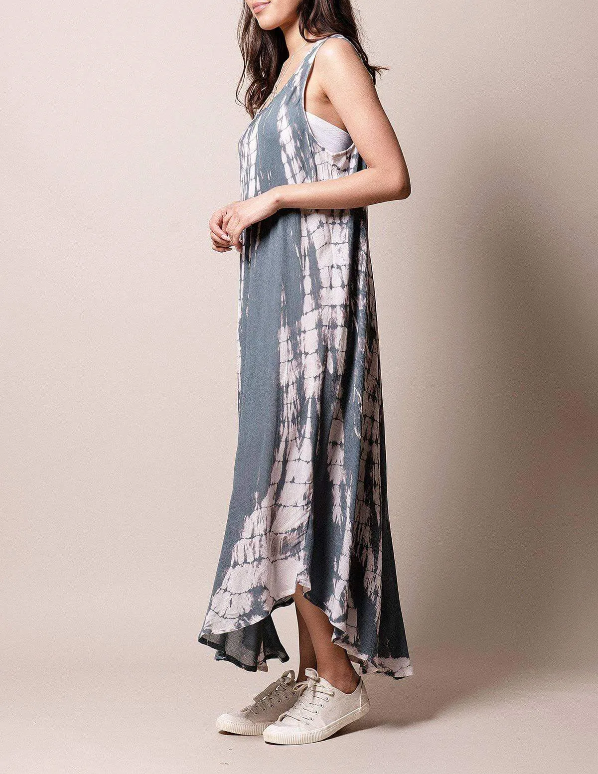 Boho Breeze Tie-Dye Dress - Grey Mist