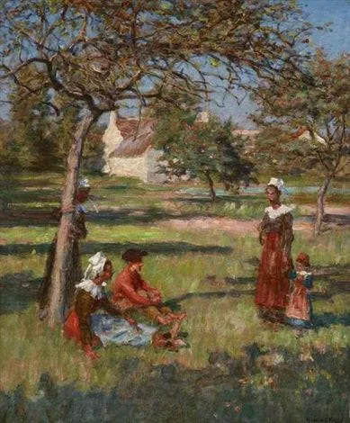 Breton Figures In An Orchard