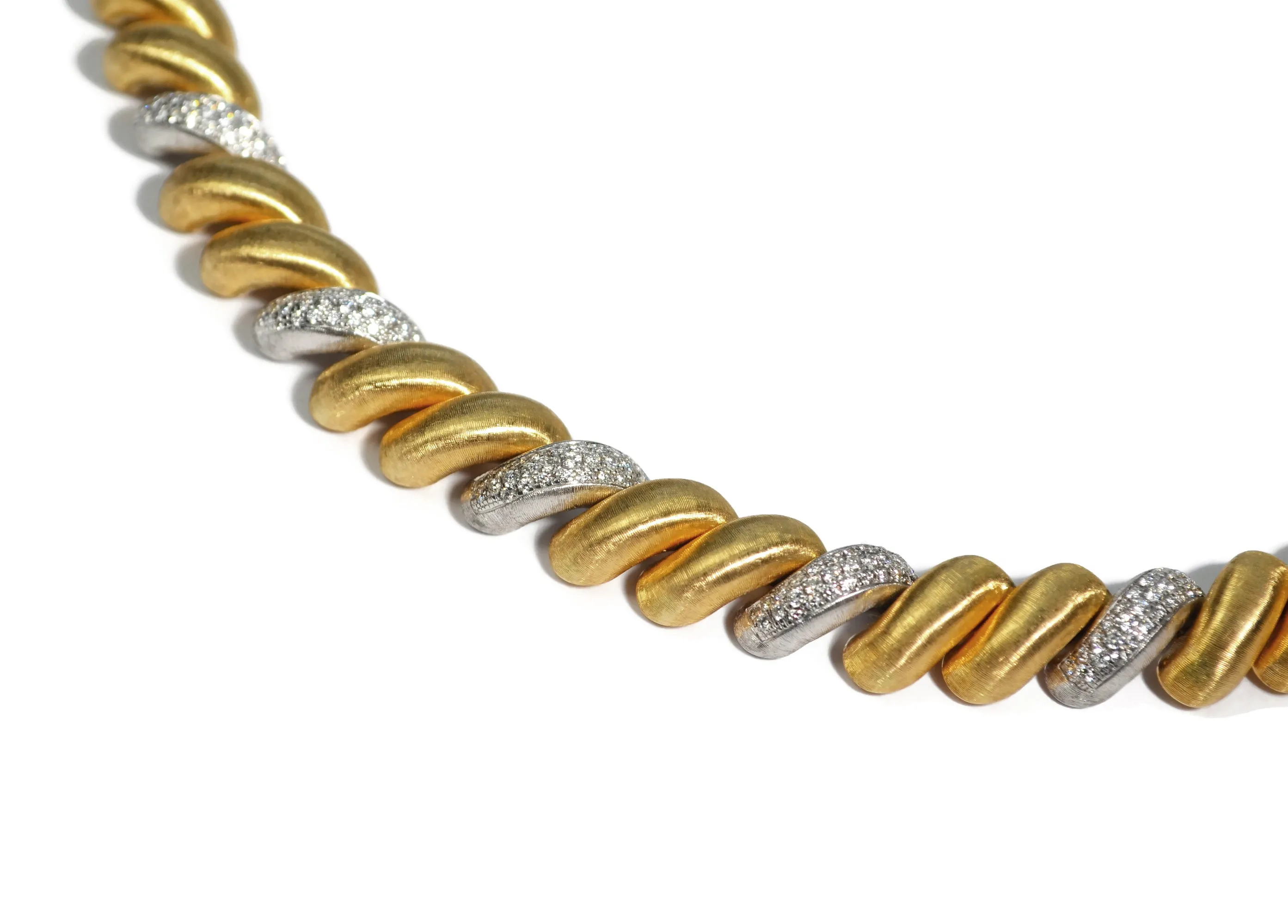 Buccellati - Torsadé - Necklace with Diamonds, 18k Yellow and White Gold