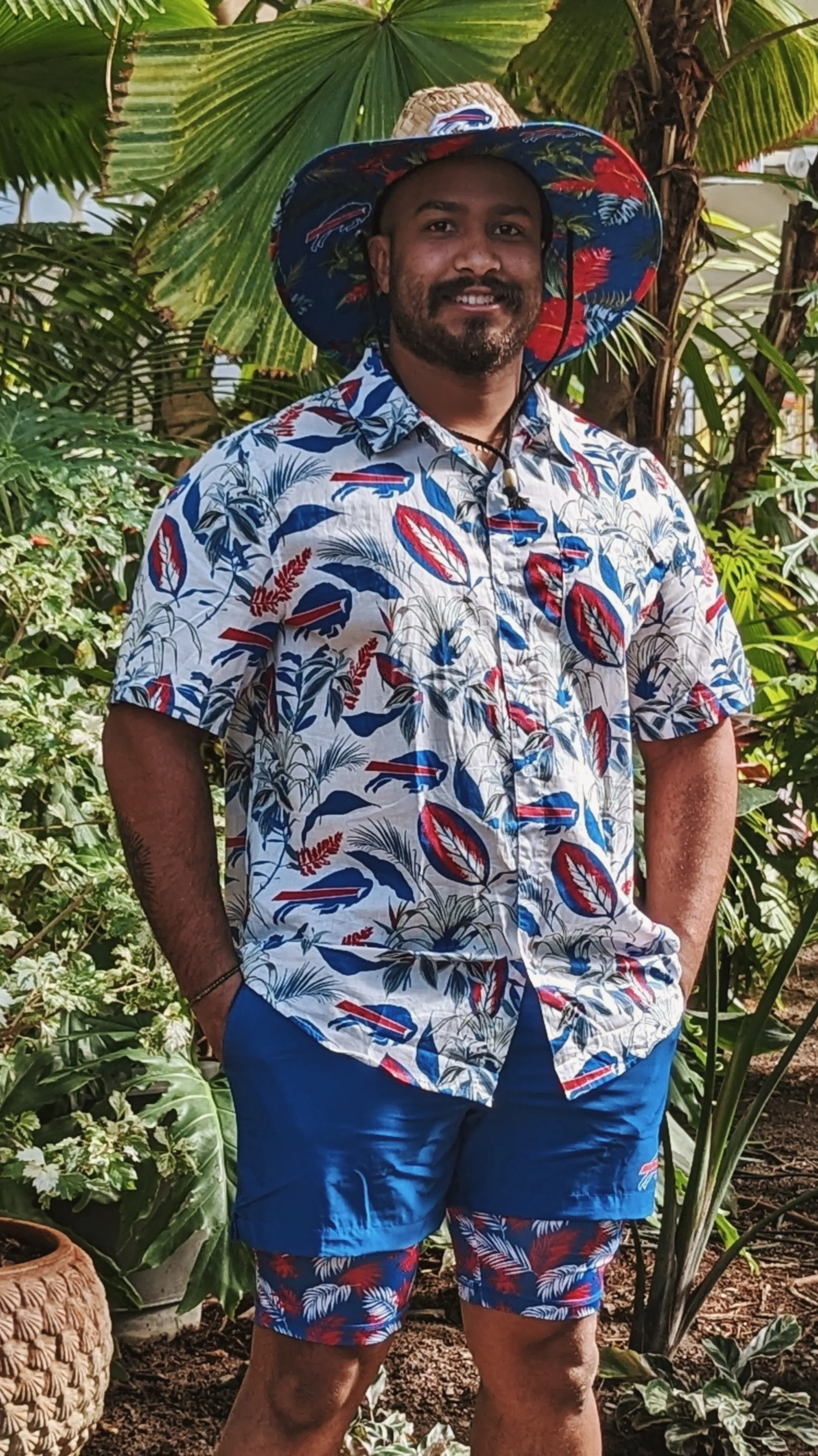 Buffalo Bills White Floral Button Up Shirt