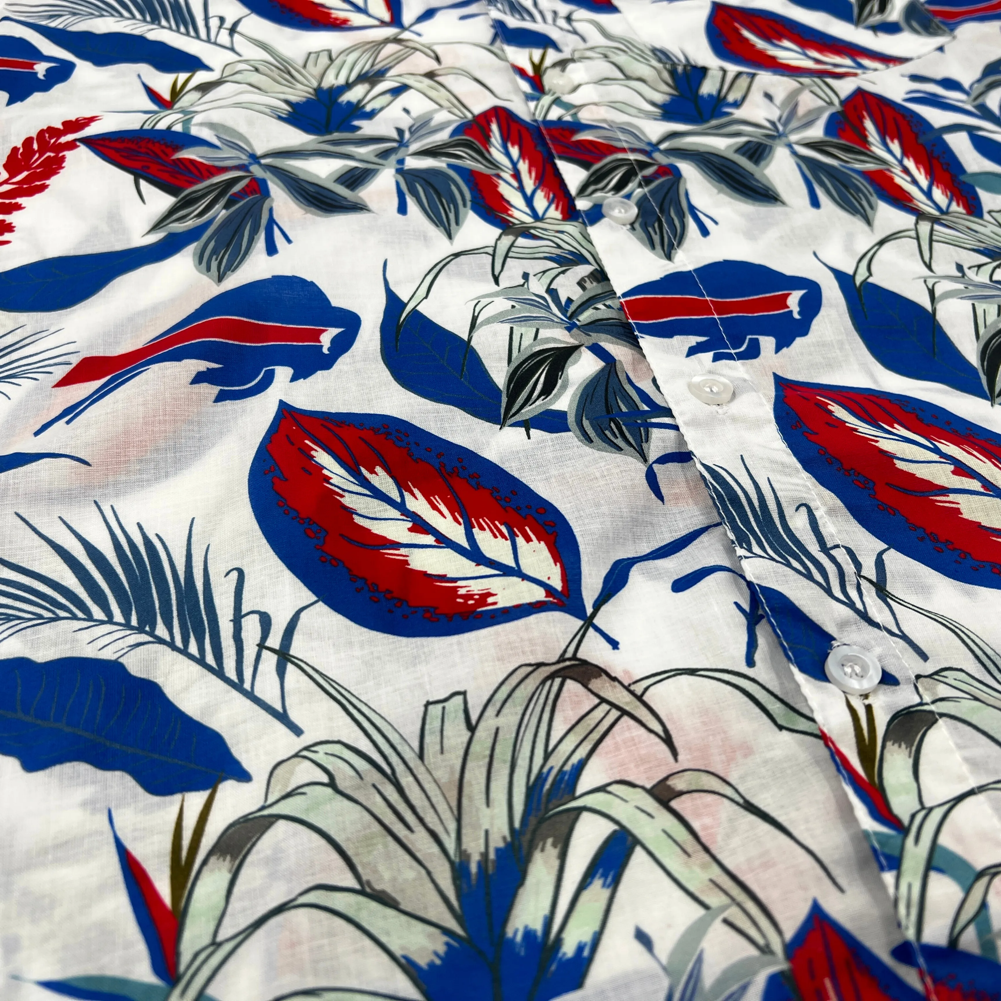 Buffalo Bills White Floral Button Up Shirt