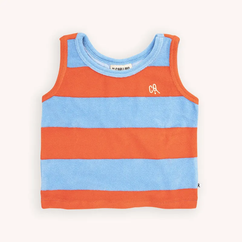 CarlijnQ Red & Blue Stripes Loose Fit Organic Cotton Tank Top