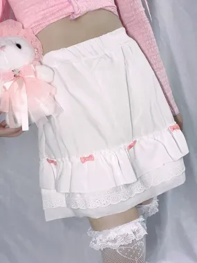 Cascading Ruffle Kawaii Skirt With Bow