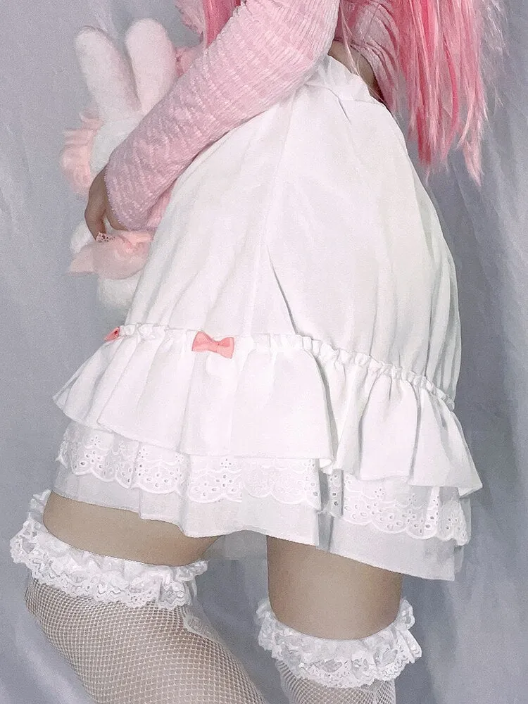 Cascading Ruffle Kawaii Skirt With Bow