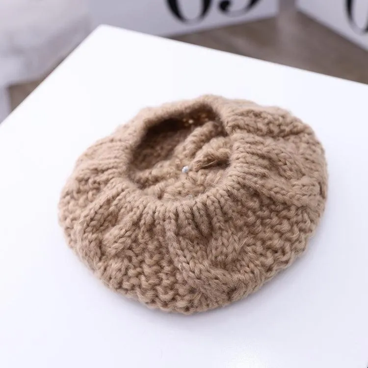 Children's Hemp Knitted Beret - Cozy Wool Hat for Autumn & Winter