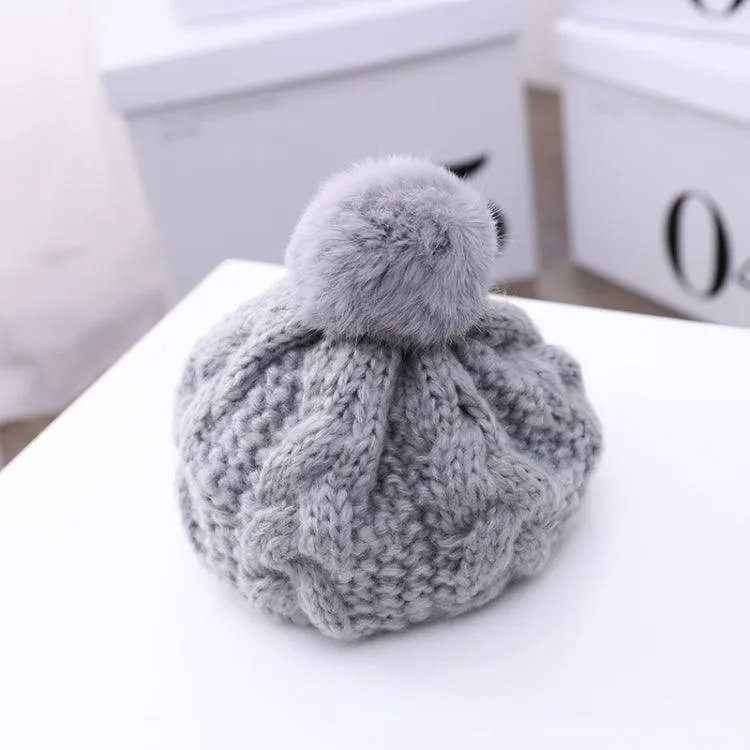 Children's Hemp Knitted Beret - Cozy Wool Hat for Autumn & Winter