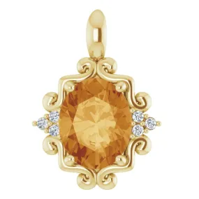 Citrine and Diamond Pendant