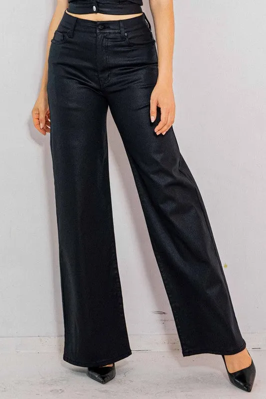 Coated Essential Wide Leg Jeans