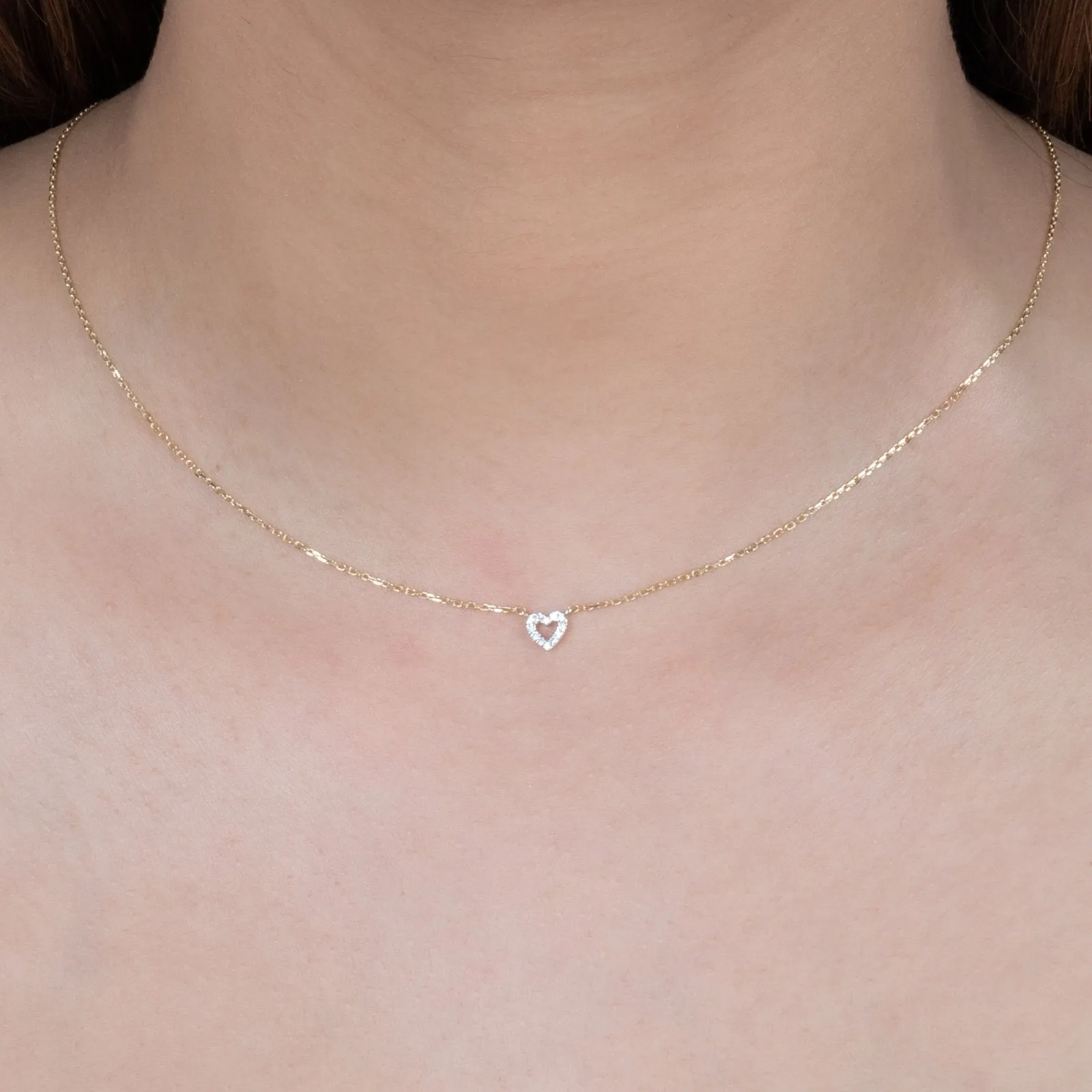 Diamond Heart Station Necklace