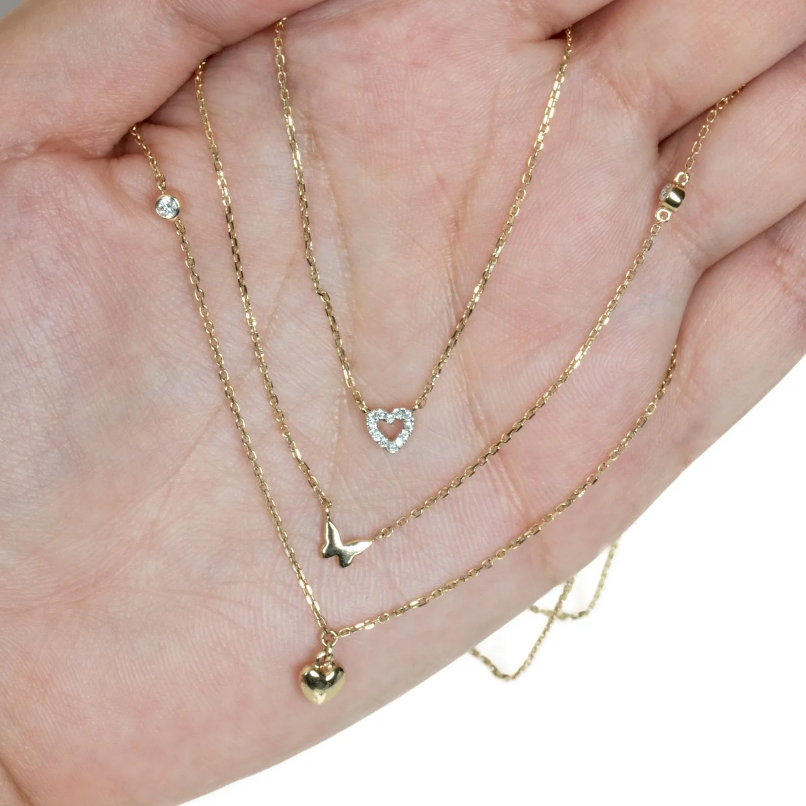 Diamond Heart Station Necklace