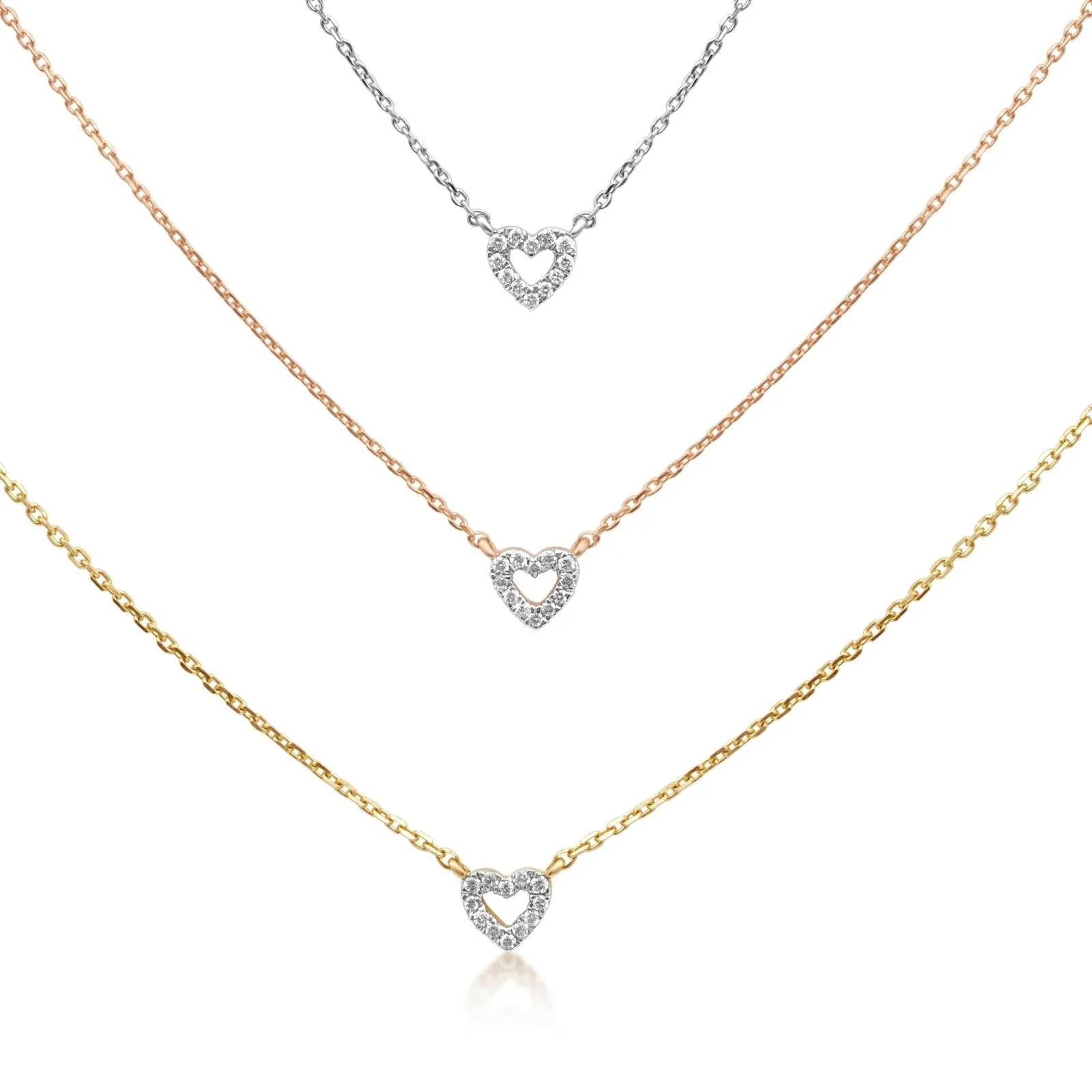 Diamond Heart Station Necklace