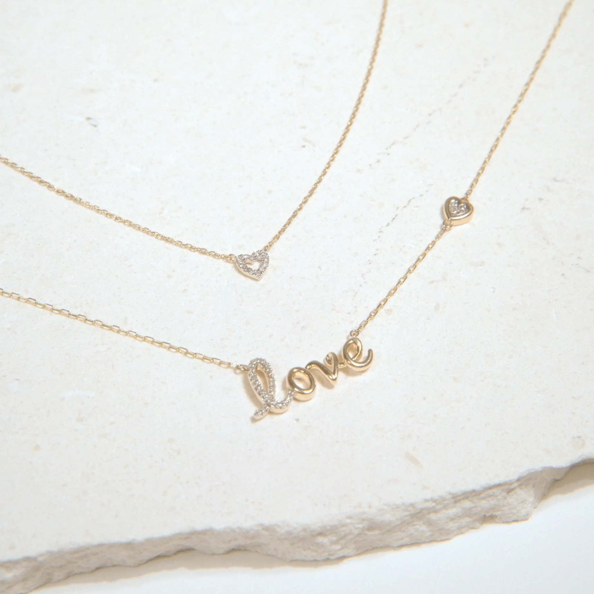 Diamond Heart Station Necklace