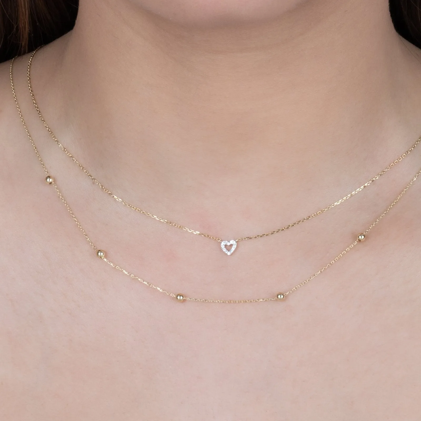 Diamond Heart Station Necklace