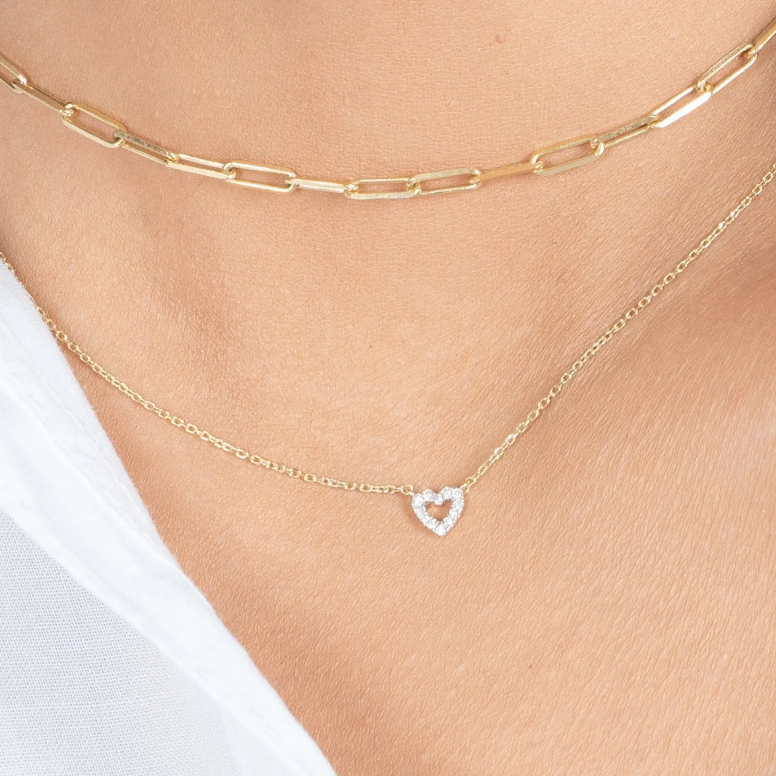 Diamond Heart Station Necklace